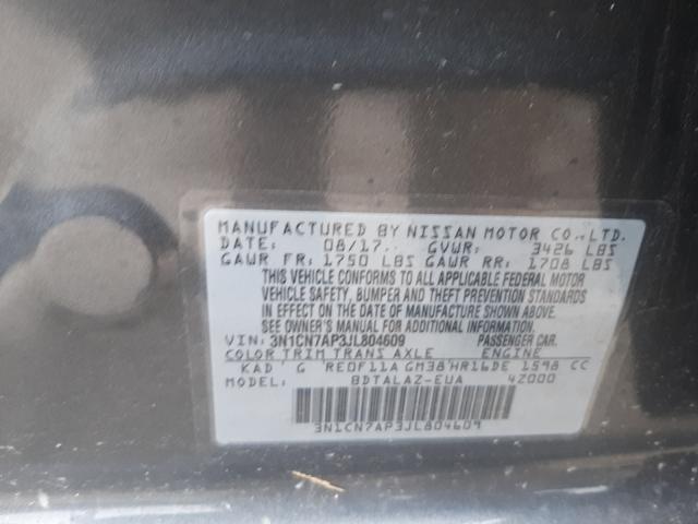 Photo 9 VIN: 3N1CN7AP3JL804609 - NISSAN VERSA S 