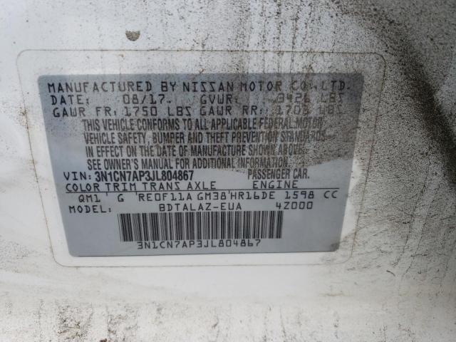 Photo 9 VIN: 3N1CN7AP3JL804867 - NISSAN VERSA S 