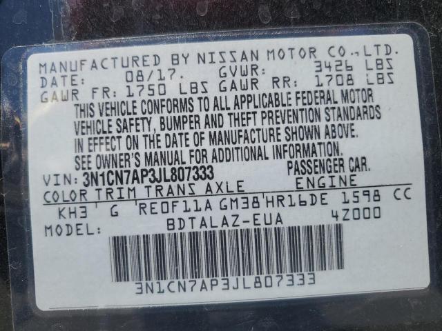 Photo 12 VIN: 3N1CN7AP3JL807333 - NISSAN VERSA S 