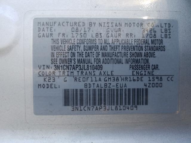 Photo 9 VIN: 3N1CN7AP3JL810409 - NISSAN VERSA S 