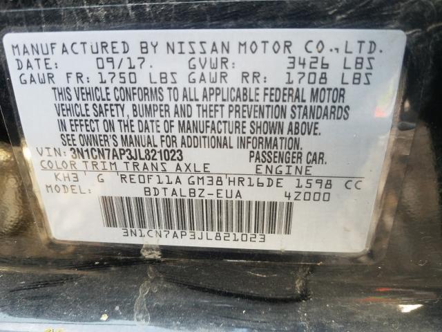 Photo 9 VIN: 3N1CN7AP3JL821023 - NISSAN VERSA S 