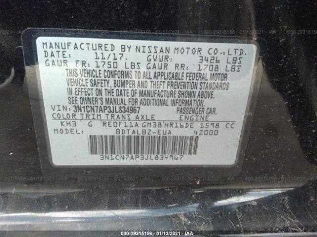 Photo 8 VIN: 3N1CN7AP3JL834967 - NISSAN VERSA SEDAN 