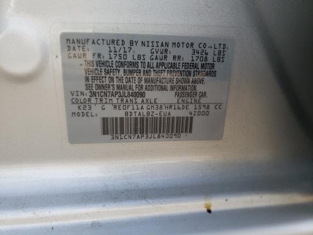 Photo 9 VIN: 3N1CN7AP3JL840090 - NISSAN VERSA S 