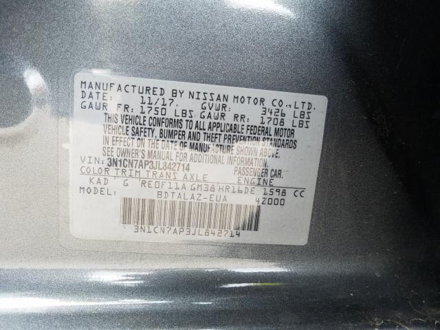 Photo 9 VIN: 3N1CN7AP3JL842714 - NISSAN VERSA S 