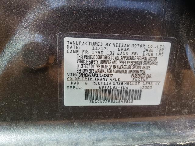 Photo 9 VIN: 3N1CN7AP3JL842812 - NISSAN VERSA S 