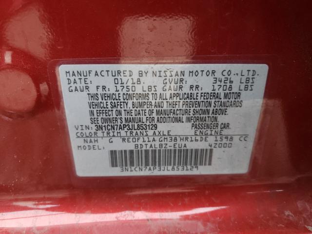 Photo 9 VIN: 3N1CN7AP3JL853129 - NISSAN VERSA S 