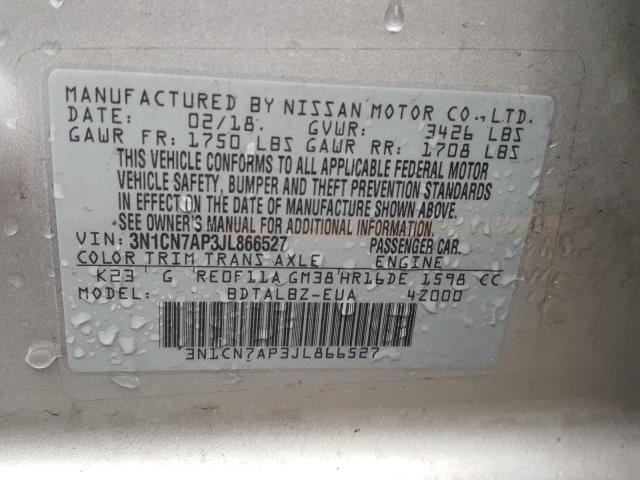 Photo 9 VIN: 3N1CN7AP3JL866527 - NISSAN VERSA S 