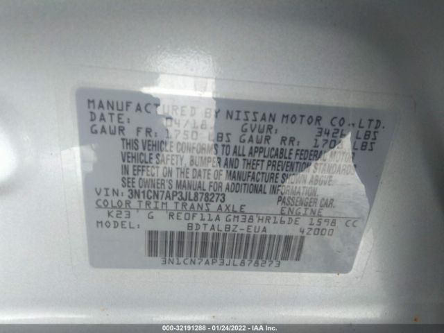 Photo 8 VIN: 3N1CN7AP3JL878273 - NISSAN VERSA SEDAN 