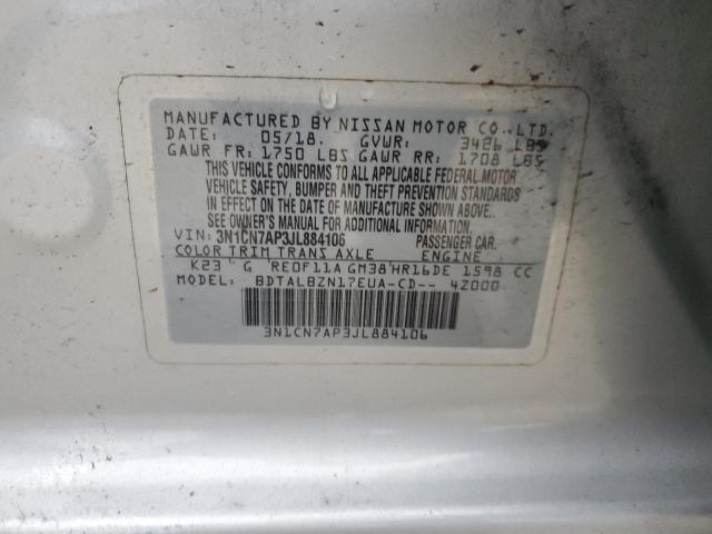 Photo 12 VIN: 3N1CN7AP3JL884106 - NISSAN VERSA S 