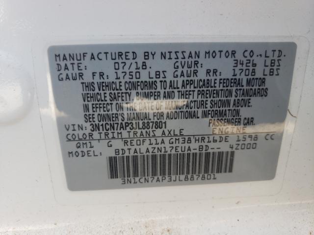 Photo 9 VIN: 3N1CN7AP3JL887801 - NISSAN VERSA S 