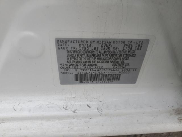 Photo 12 VIN: 3N1CN7AP3KL816194 - NISSAN VERSA 