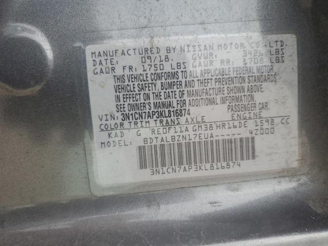 Photo 11 VIN: 3N1CN7AP3KL816874 - NISSAN VERSA S 