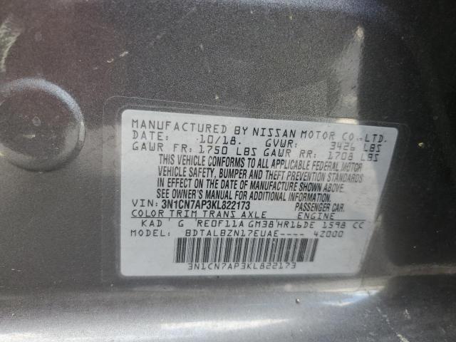 Photo 9 VIN: 3N1CN7AP3KL822173 - NISSAN VERSA S 