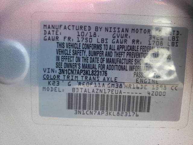 Photo 9 VIN: 3N1CN7AP3KL823176 - NISSAN VERSA S 