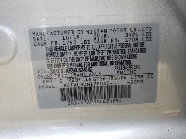 Photo 9 VIN: 3N1CN7AP3KL824845 - NISSAN VERSA S 