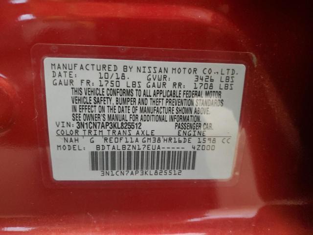 Photo 11 VIN: 3N1CN7AP3KL825512 - NISSAN VERSA 