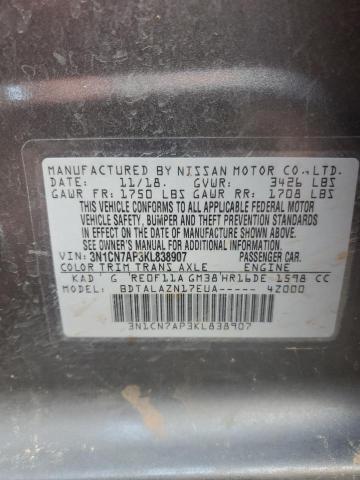 Photo 9 VIN: 3N1CN7AP3KL838907 - NISSAN VERSA S 