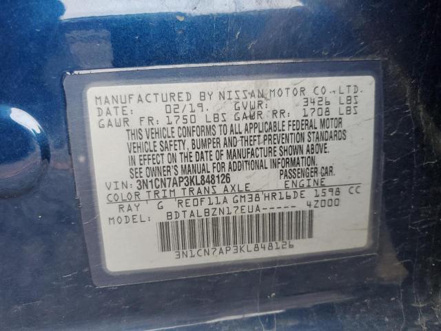 Photo 12 VIN: 3N1CN7AP3KL848126 - NISSAN VERSA 