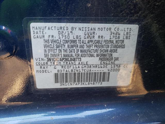 Photo 9 VIN: 3N1CN7AP3KL848773 - NISSAN VERSA S 