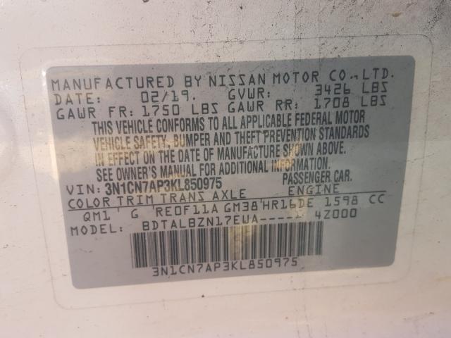 Photo 9 VIN: 3N1CN7AP3KL850975 - NISSAN VERSA S 