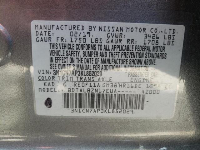 Photo 9 VIN: 3N1CN7AP3KL852029 - NISSAN VERSA S 