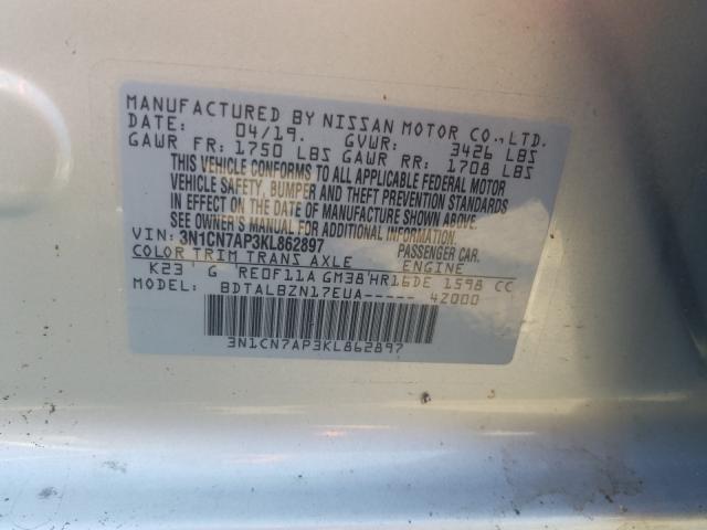 Photo 9 VIN: 3N1CN7AP3KL862897 - NISSAN VERSA S 