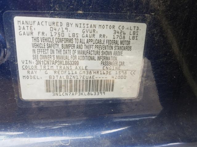 Photo 9 VIN: 3N1CN7AP3KL863399 - NISSAN VERSA S 