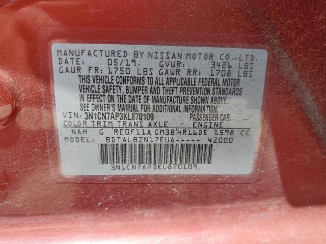 Photo 11 VIN: 3N1CN7AP3KL870109 - NISSAN VERSA S 