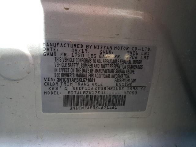 Photo 11 VIN: 3N1CN7AP3KL871681 - NISSAN VERSA 