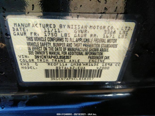 Photo 8 VIN: 3N1CN7AP4CL858357 - NISSAN VERSA 