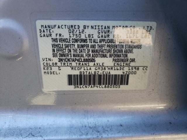 Photo 9 VIN: 3N1CN7AP4CL880505 - NISSAN VERSA 