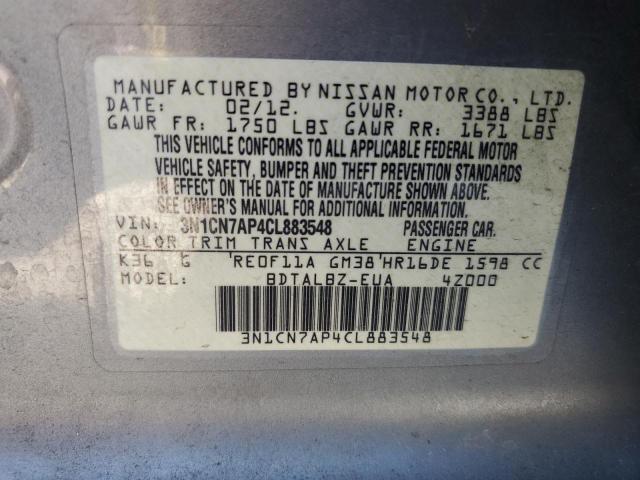 Photo 9 VIN: 3N1CN7AP4CL883548 - NISSAN VERSA S 