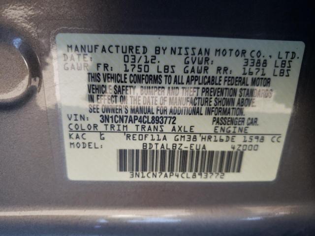 Photo 9 VIN: 3N1CN7AP4CL893772 - NISSAN VERSA S 