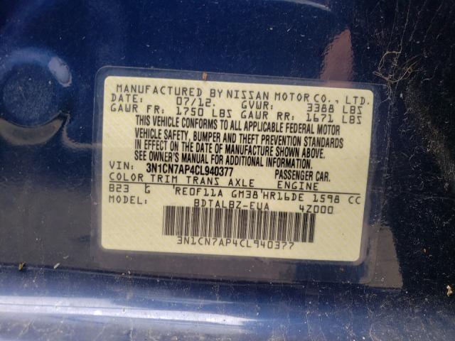 Photo 9 VIN: 3N1CN7AP4CL940377 - NISSAN VERSA 