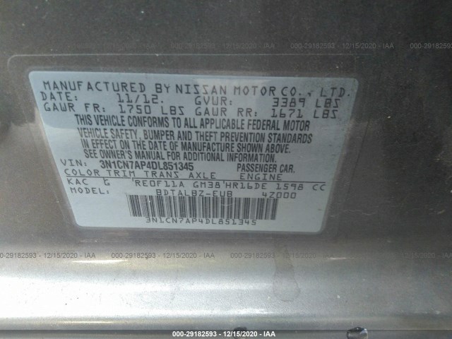 Photo 8 VIN: 3N1CN7AP4DL851345 - NISSAN VERSA 