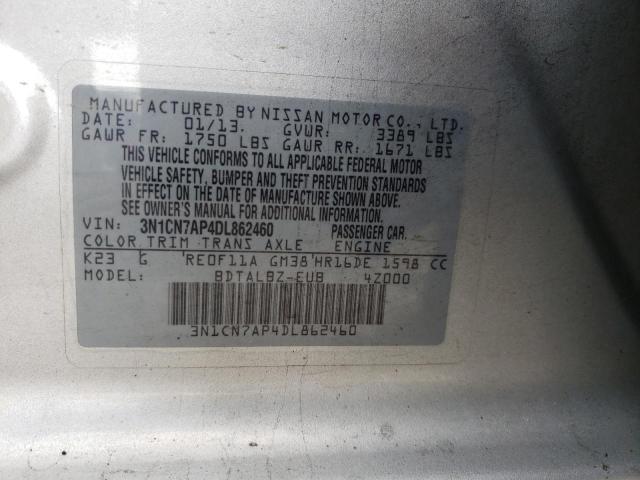 Photo 9 VIN: 3N1CN7AP4DL862460 - NISSAN VERSA S 