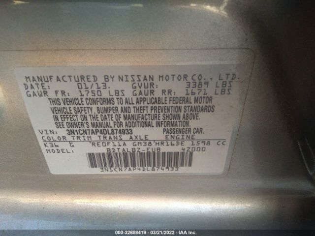 Photo 8 VIN: 3N1CN7AP4DL874933 - NISSAN VERSA 