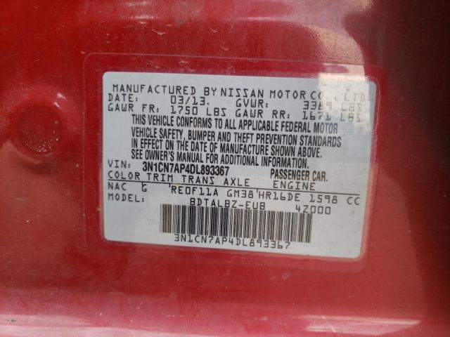 Photo 12 VIN: 3N1CN7AP4DL893367 - NISSAN VERSA S 