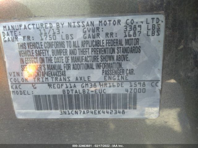 Photo 8 VIN: 3N1CN7AP4EK442348 - NISSAN VERSA 