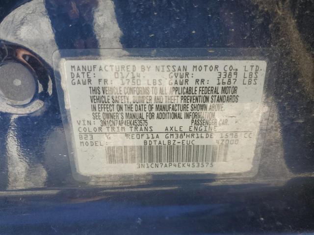 Photo 11 VIN: 3N1CN7AP4EK453575 - NISSAN VERSA S 