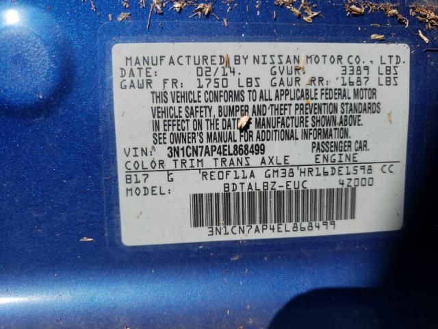 Photo 9 VIN: 3N1CN7AP4EL868499 - NISSAN VERSA S 