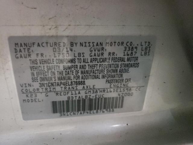 Photo 12 VIN: 3N1CN7AP4EL876988 - NISSAN VERSA S AU 