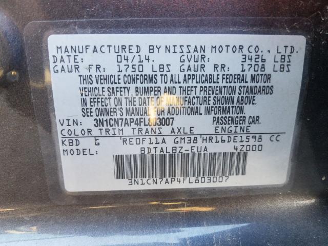 Photo 9 VIN: 3N1CN7AP4FL803007 - NISSAN VERSA S 