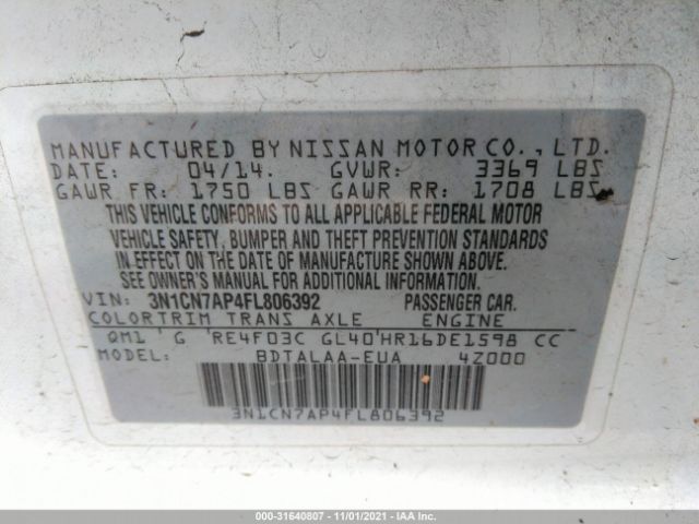 Photo 8 VIN: 3N1CN7AP4FL806392 - NISSAN VERSA 