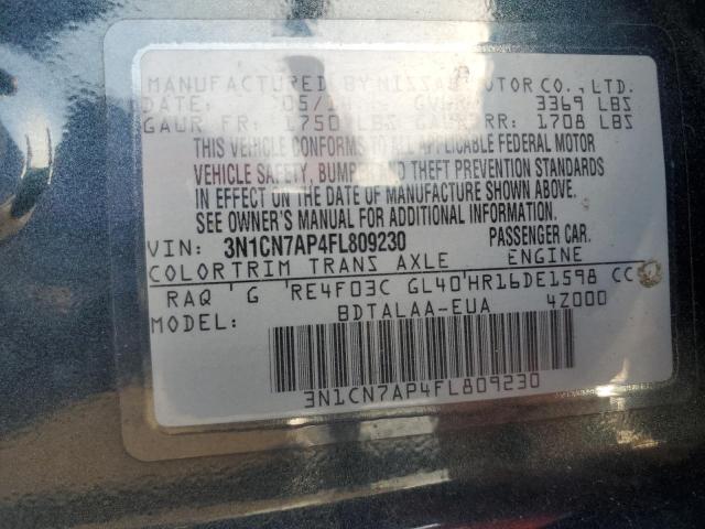 Photo 12 VIN: 3N1CN7AP4FL809230 - NISSAN VERSA S AU 