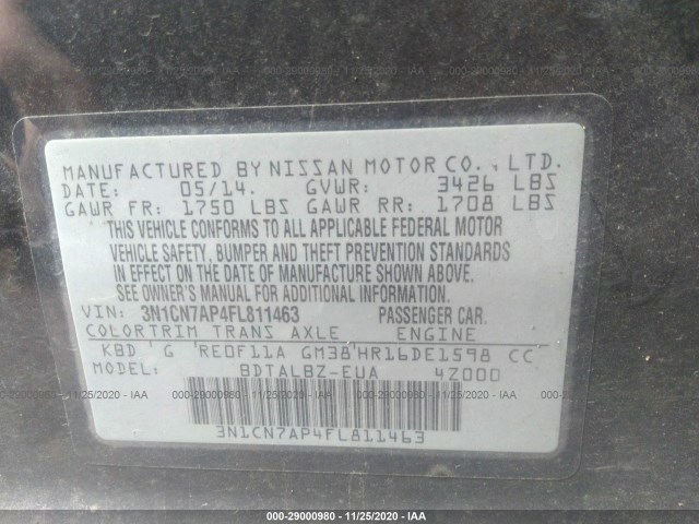 Photo 8 VIN: 3N1CN7AP4FL811463 - NISSAN VERSA 