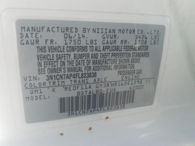 Photo 9 VIN: 3N1CN7AP4FL823838 - NISSAN VERSA S 