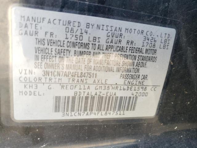 Photo 11 VIN: 3N1CN7AP4FL847511 - NISSAN VERSA 