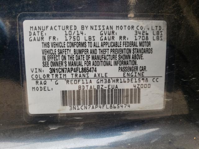 Photo 9 VIN: 3N1CN7AP4FL865474 - NISSAN VERSA S 