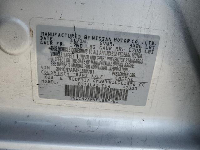 Photo 11 VIN: 3N1CN7AP4FL882761 - NISSAN VERSA S 